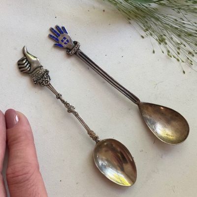 Ложка кофейная Рука 12 см мельхиор набор 2 шт.