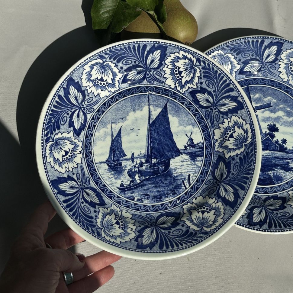 Тарелка Delft Boch Парусник 23 см керамика Голландия