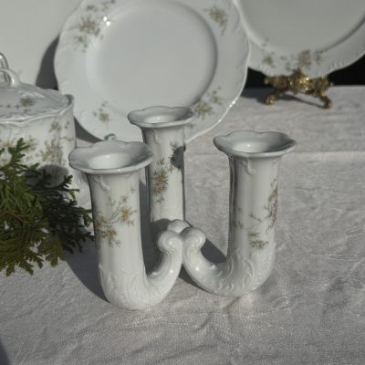 Подсвечник на 3 свечи Rosenthal Monbijou садовые цветы 13 см Германия 