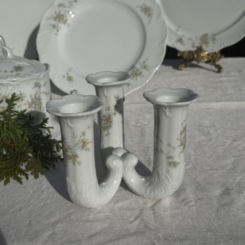 Подсвечник на 3 свечи Rosenthal Monbijou садовые цветы 13 см Германия 