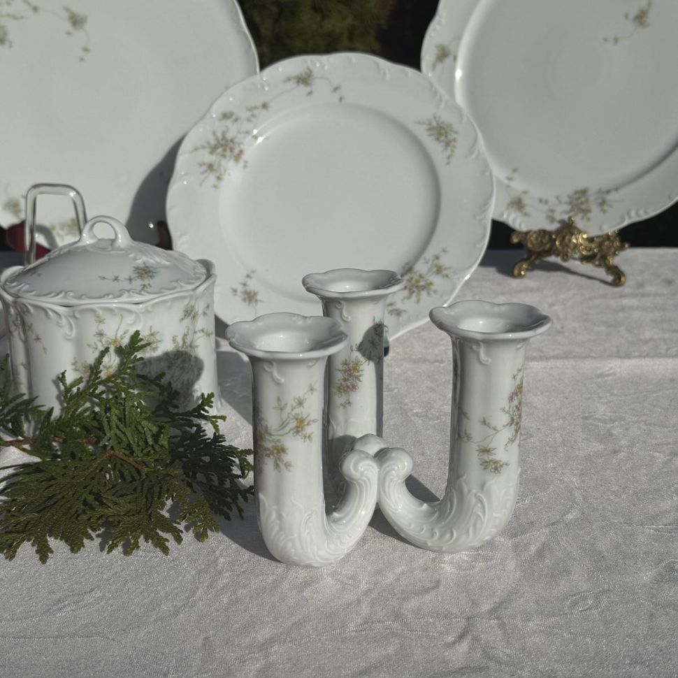 Подсвечник на 3 свечи Rosenthal Monbijou садовые цветы 13 см Германия 