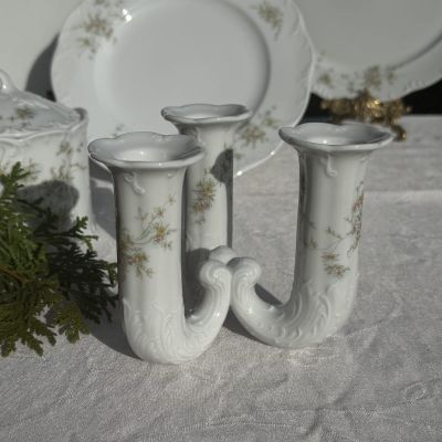 Подсвечник на 3 свечи Rosenthal Monbijou садовые цветы 13 см Германия 