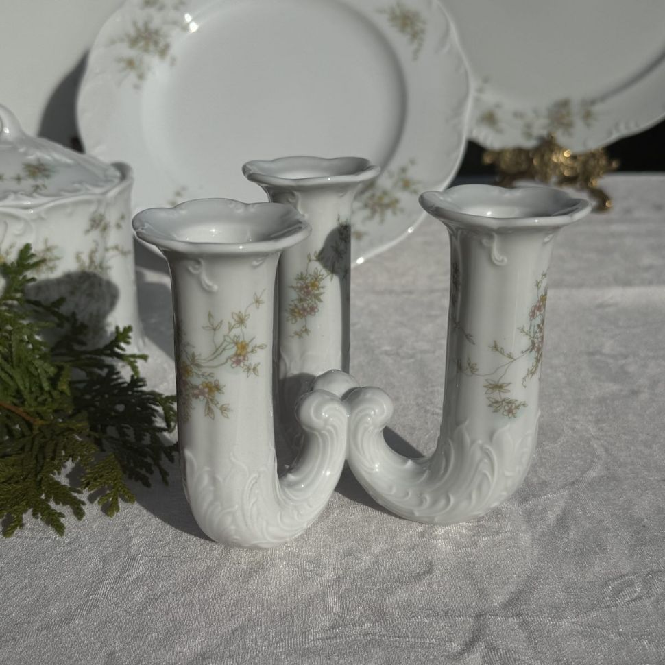 Подсвечник на 3 свечи Rosenthal Monbijou садовые цветы 13 см Германия 