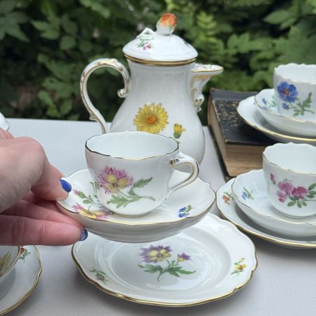 Кофейное трио Meissen Мейсенский букет​ 100 мл 1966 г. Германия