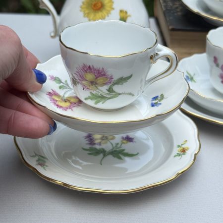 Кофейное трио Meissen Мейсенский букет​ 100 мл 1966 г. Германия