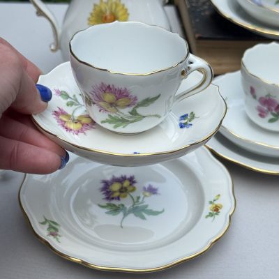 Кофейное трио Meissen Мейсенский букет​ 100 мл 1966 г. Германия