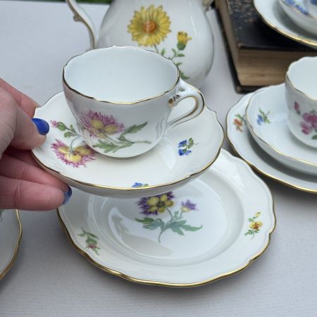 Кофейное трио Meissen Мейсенский букет​ 100 мл 1966 г. Германия