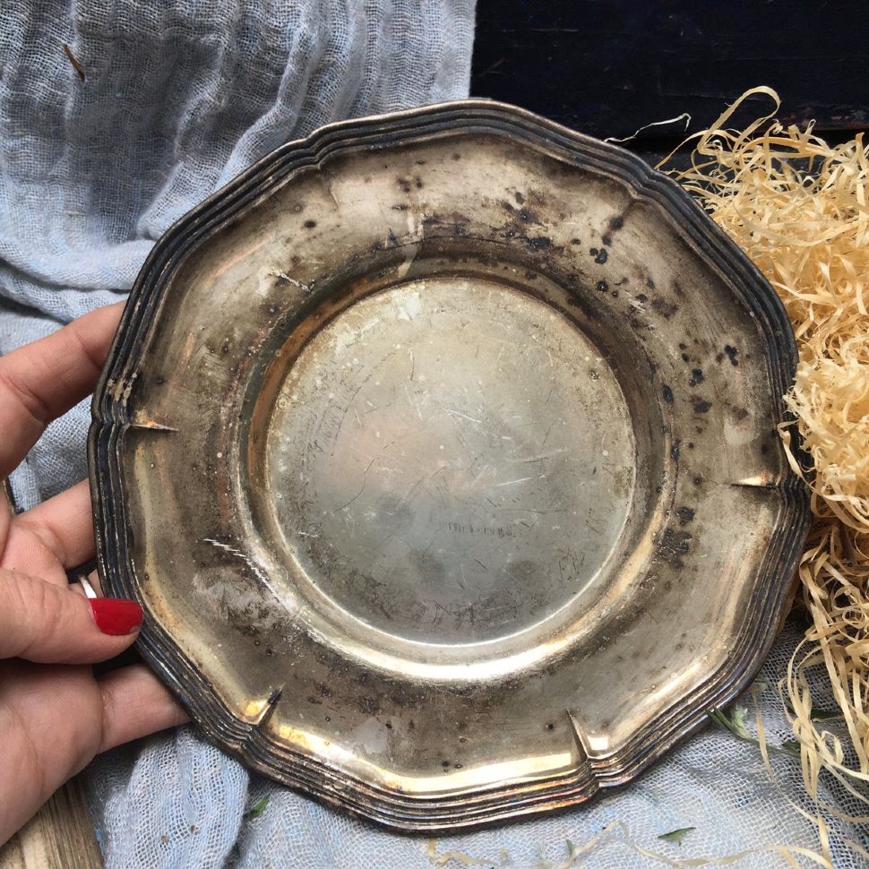 Блюдо мельхиор с ажурным краем малое