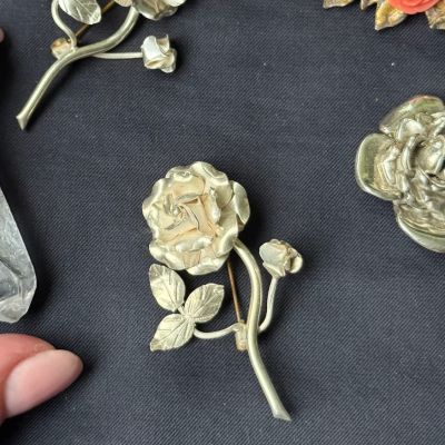Брошь Роза 5,5 см серебро