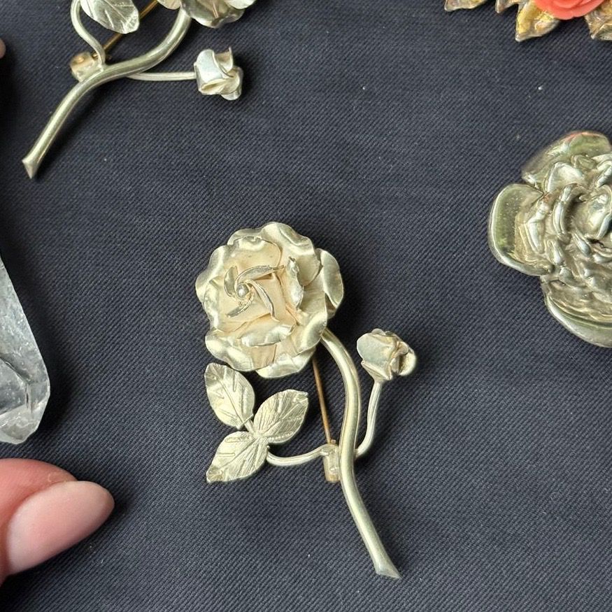 Брошь Роза 5,5 см серебро