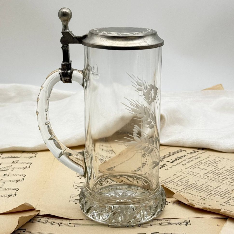 Кружка пивная 650 мл хрусталь олово Германия