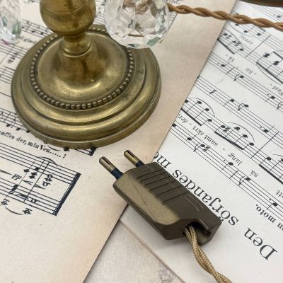 Лампа настольная Жирандоль на две лампы 28 см бронза хрусталь