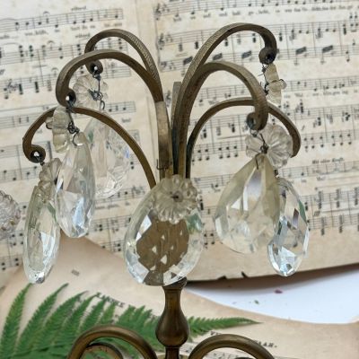 Лампа настольная Жирандоль на две лампы 28 см бронза хрусталь