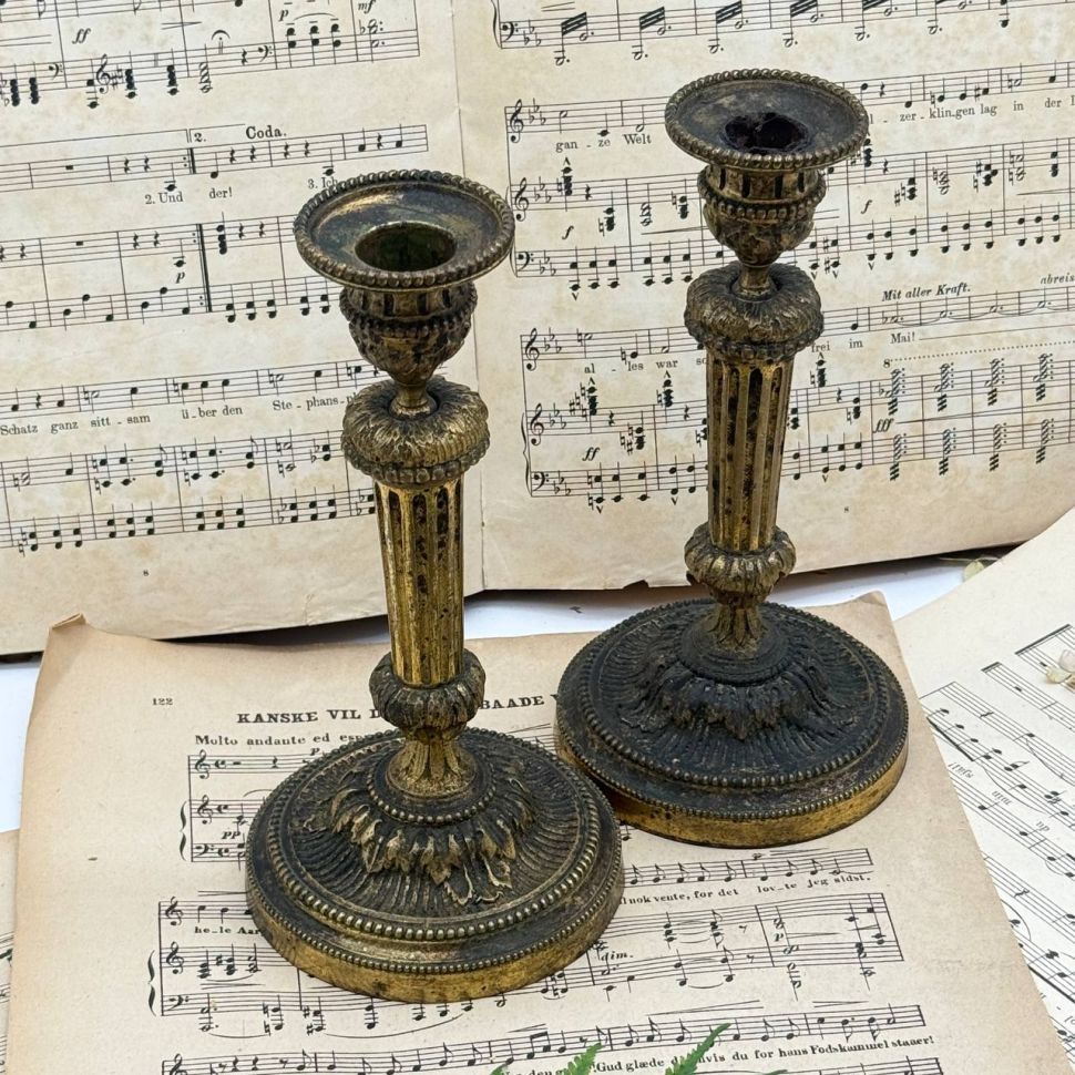 Подсвечник на одну свечу 20 см латунь Франция