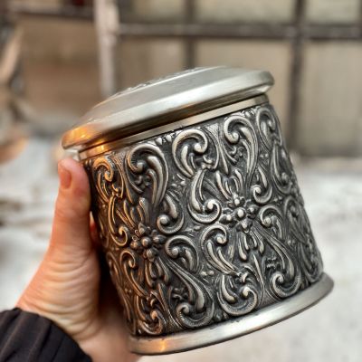 Банка с крышкой 13 см олово дерево