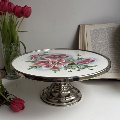 Блюдо на ножке тортовница Арнуво 32 см фарфор Англия