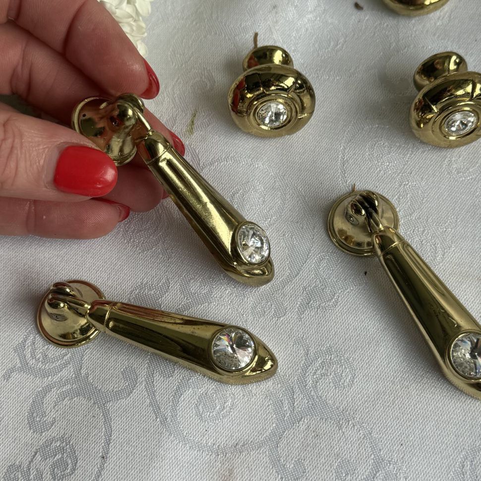 Ручка мебельная 7 см металл позолота