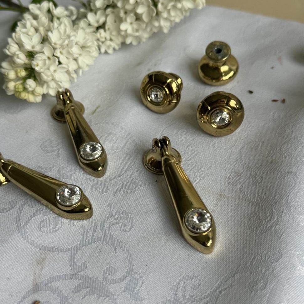 Ручка мебельная 7 см металл позолота