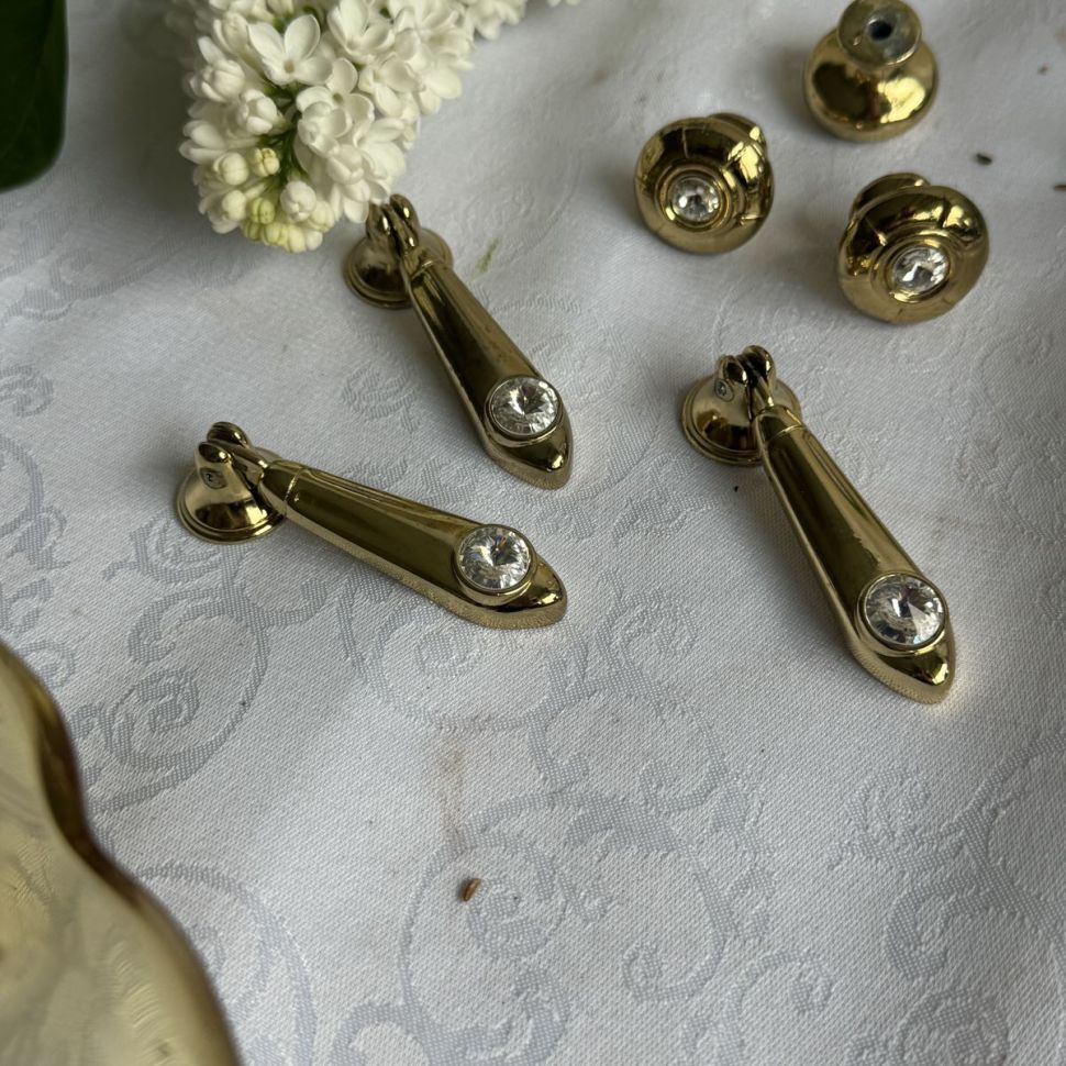 Ручка мебельная 7 см металл позолота