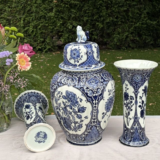 Ваза с крышкой имбирница Delft 46 см Голландия большая