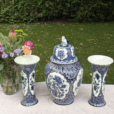 Ваза с крышкой имбирница Delft 46 см Голландия большая