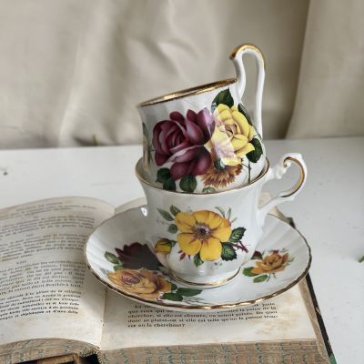 Чашка 2 шт и блюдце (Royal Sandy, Royal Stafford and Rosina), набор 3 шт. разные Англия