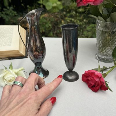 Ваза на один цветок мельхиор патина 12 см