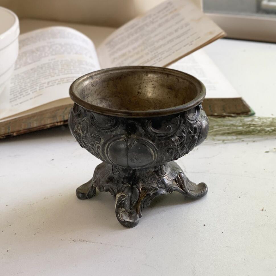 Икорница пепельница 9 см мельхиор (патина)