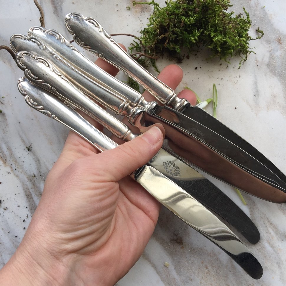 Нож столовый Волна 22 см мельхиор