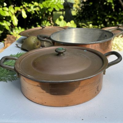 Кастрюля с крышкой 2,5 л медь малахит  