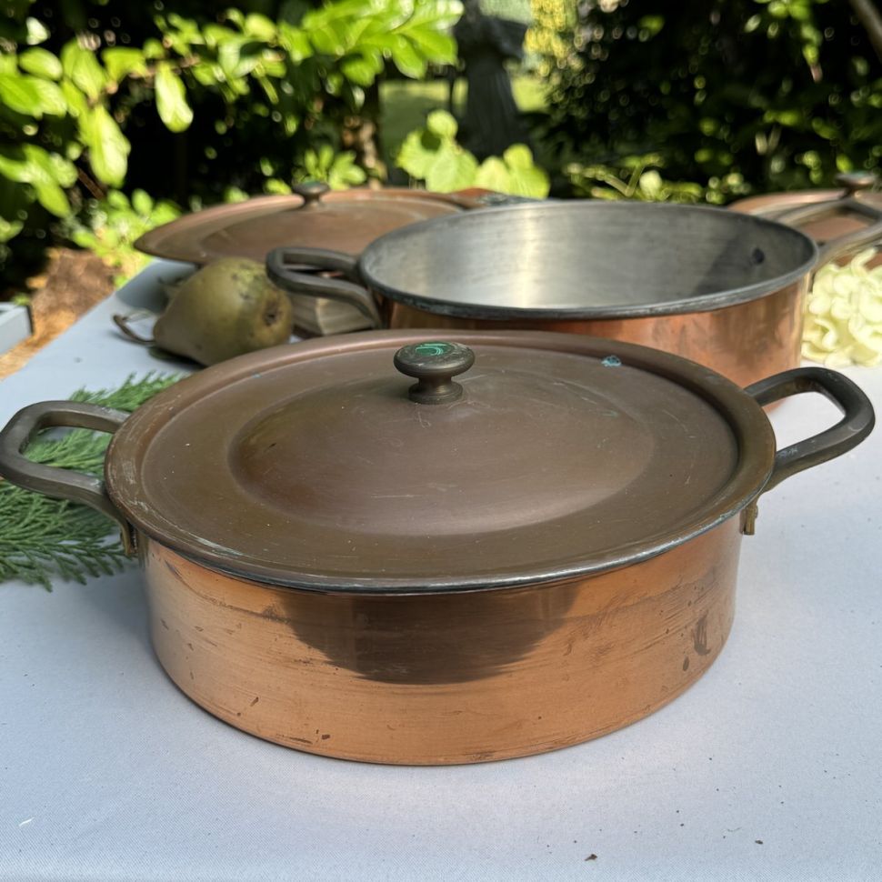 Кастрюля с крышкой 2,5 л медь малахит  