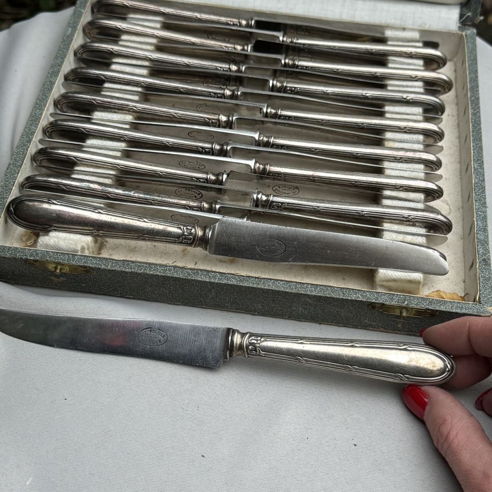 Нож столовый 21 см Antipouille Depose серебрение сталь Франция