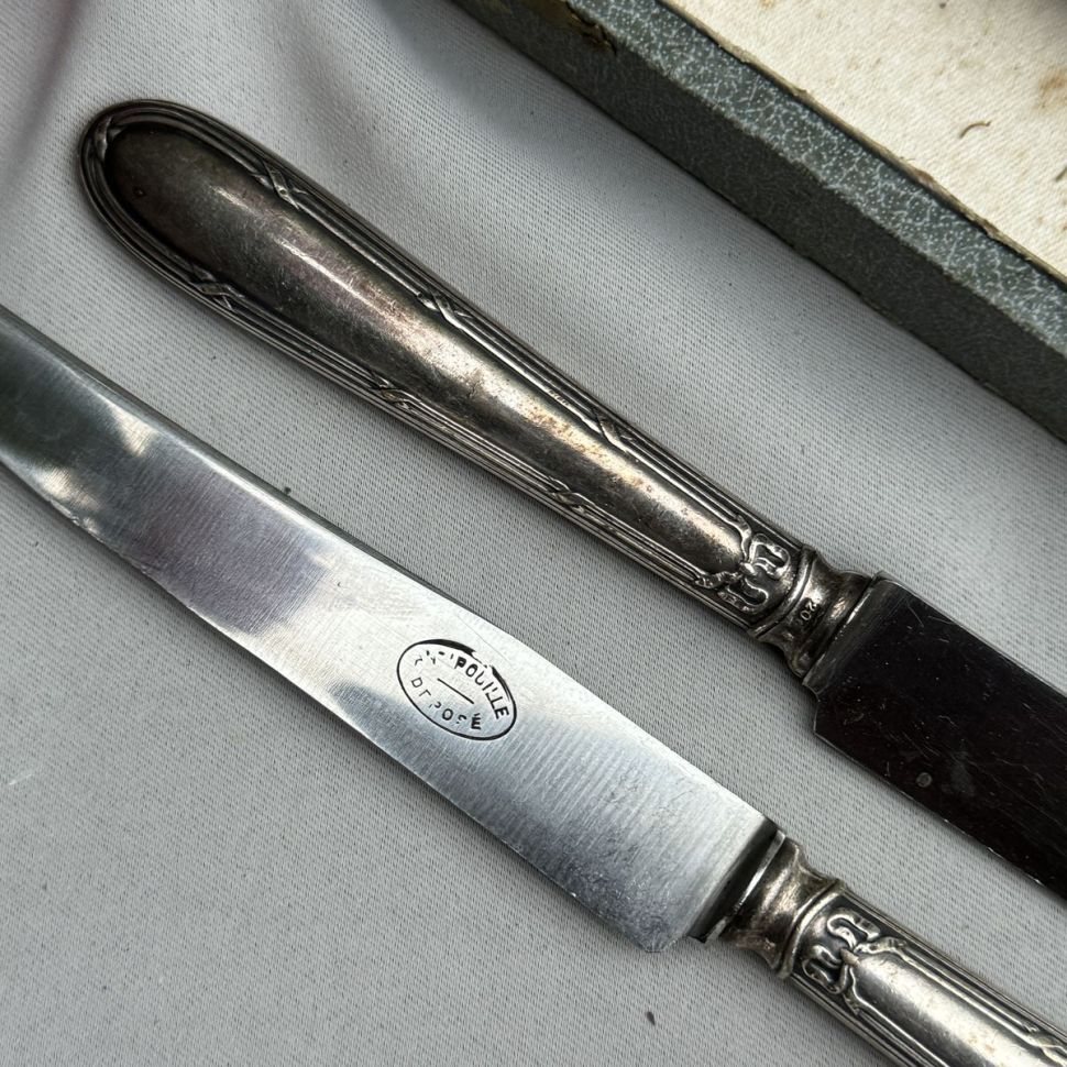 Нож столовый 21 см Antipouille Depose серебрение сталь Франция