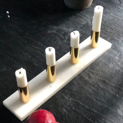 Подсвечник 36 см на 4 свечи адвент латунь мрамор