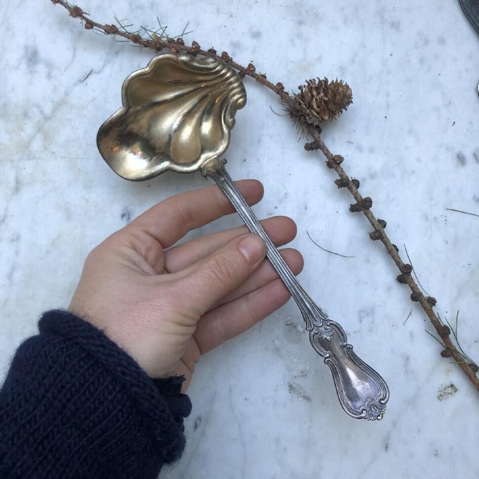 Половник соусник 20 см мельхиор патина