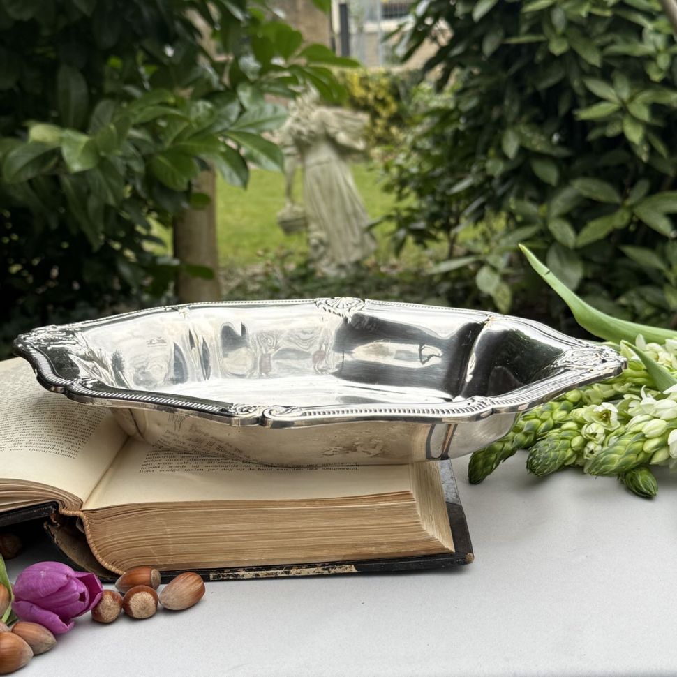 Блюдо углубленное 34х23 см серебрение по стали