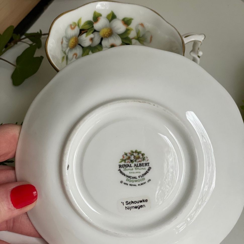 Чайная пара черный Royal Albert Provincial Flowers Dogwood 200 мл Англия