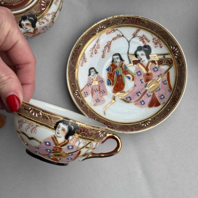 Чайная пара Гейша с сямисэн 180 мл фарфор Япония    