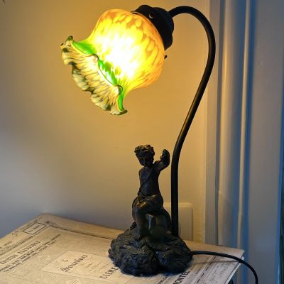 Лампа настольная Италия Путти 33 см плафон стекло ручной работы 
