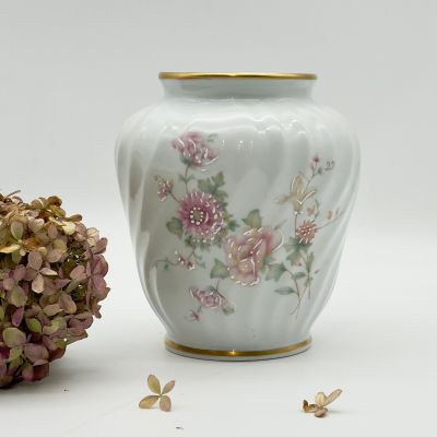 Ваза Limoges Or Розовые цветы 15 см Франция