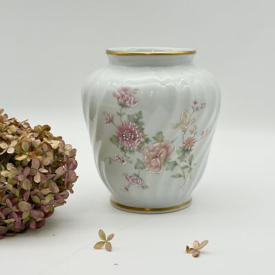 Ваза Limoges Or Розовые цветы 15 см Франция