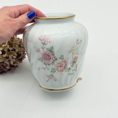 Ваза Limoges Or Розовые цветы 15 см Франция