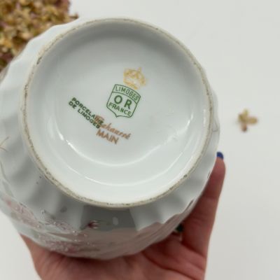 Ваза Limoges Or Розовые цветы 15 см Франция