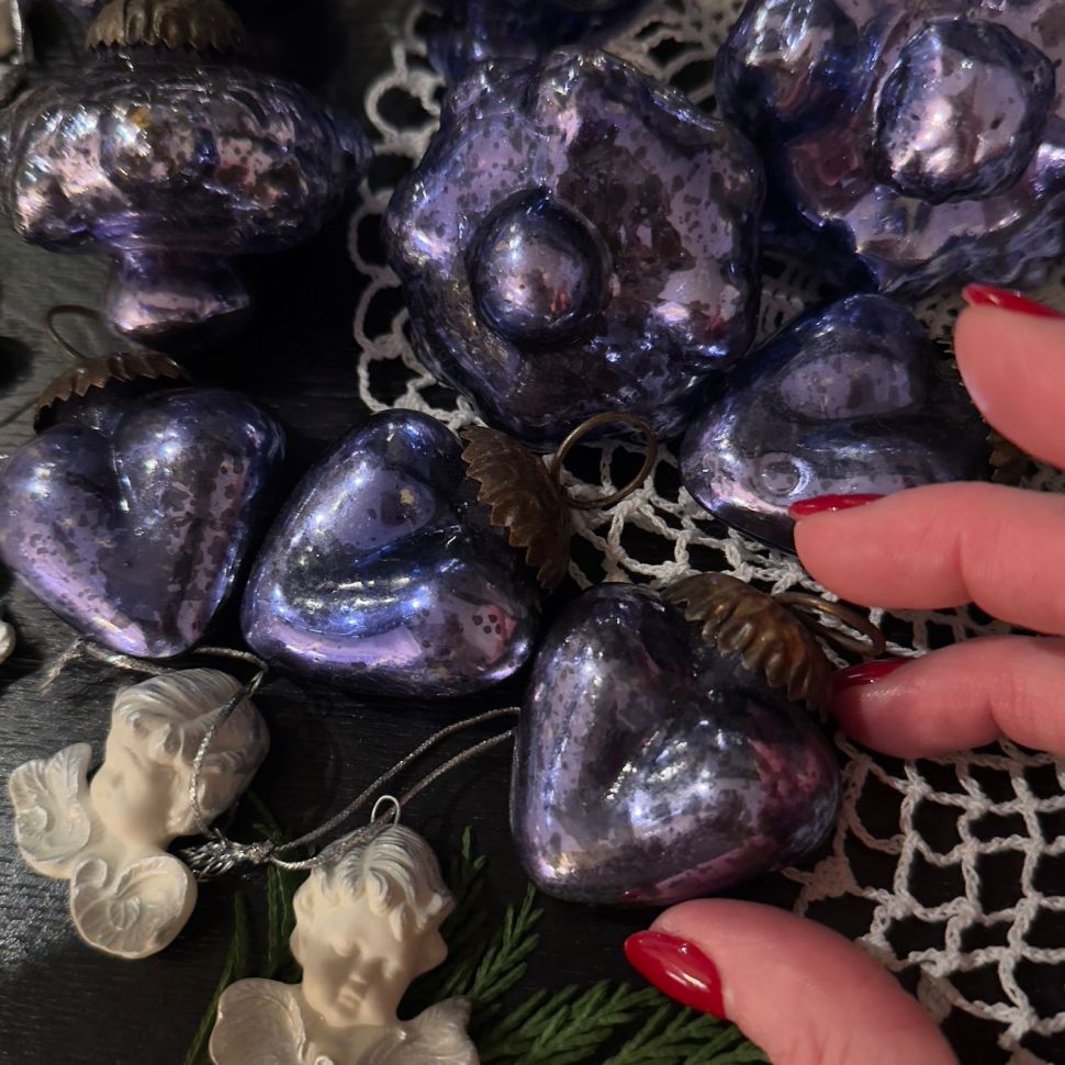 Елочная игрушка Сердце 5 см стекло ручная работа Нидерланды