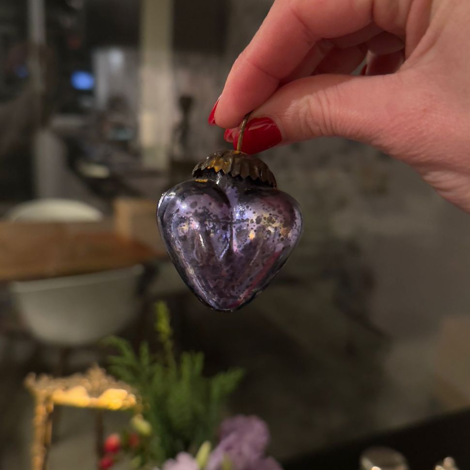 Елочная игрушка Сердце 5 см стекло ручная работа Нидерланды