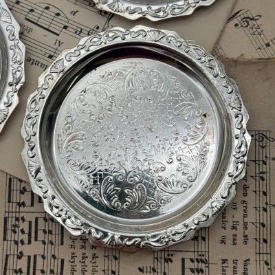 Блюдце подставка 10 см Англия серебрение