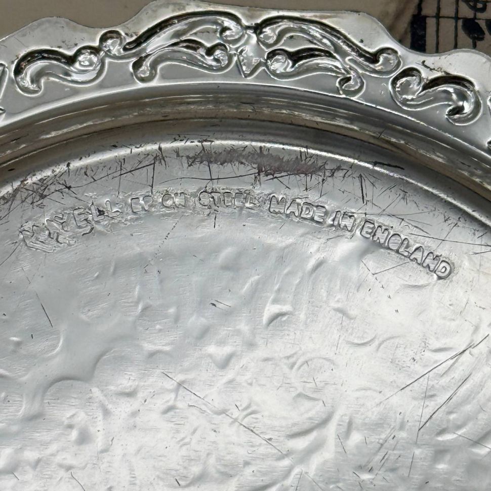 Блюдце подставка 10 см Англия серебрение