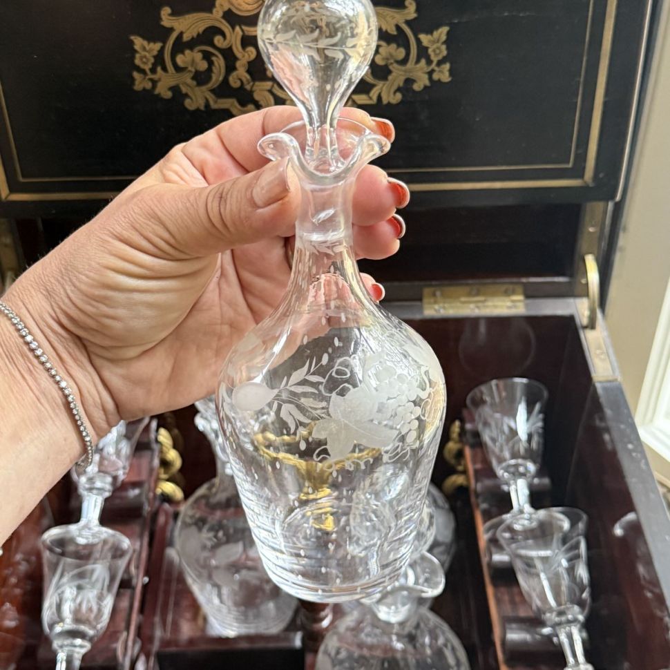 Бар эпохи Наполеона III дерево латунь хрусталь 