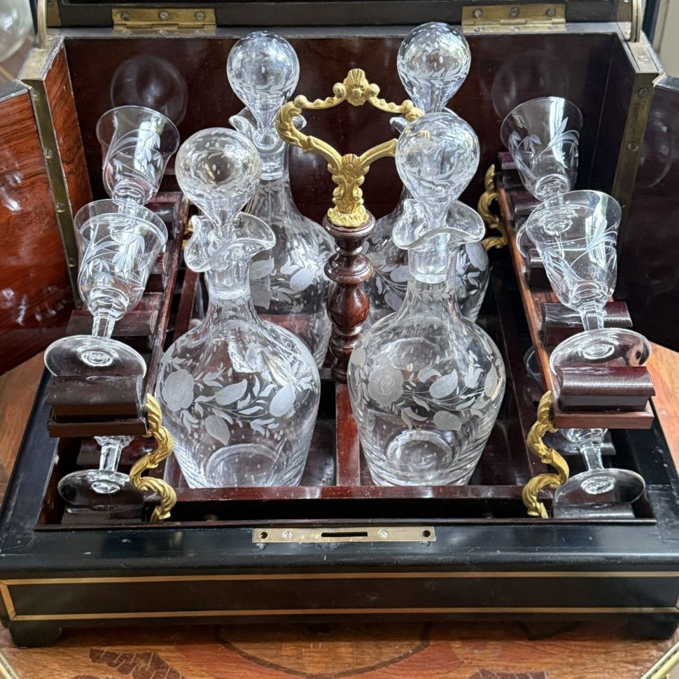 Бар эпохи Наполеона III дерево латунь хрусталь 