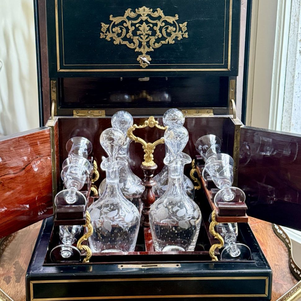 Бар эпохи Наполеона III дерево латунь хрусталь 